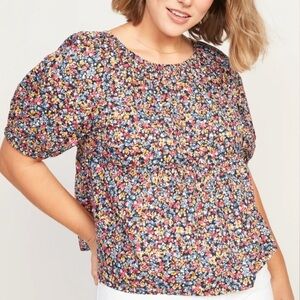 OLD NAVY peplum Floral balloon puffed Sleeve Top - plus size xxl
